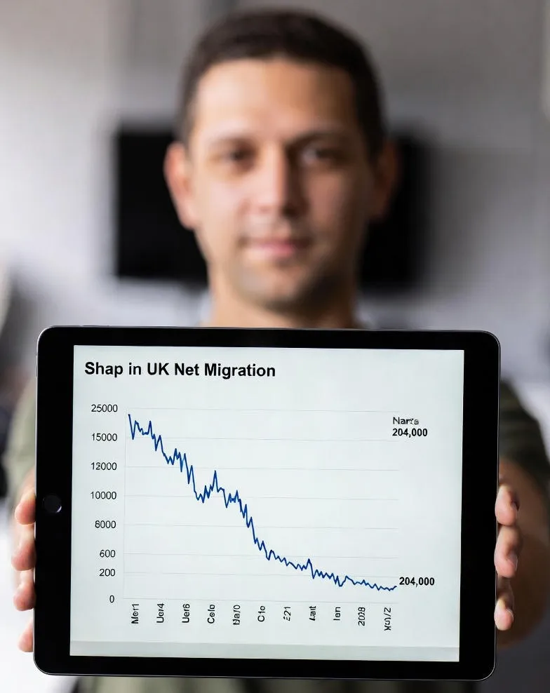 UK net migration drops sharply to 204,000