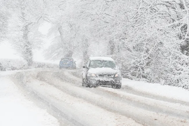 Heavy snowfall on parts of the UK on New Year’s Day