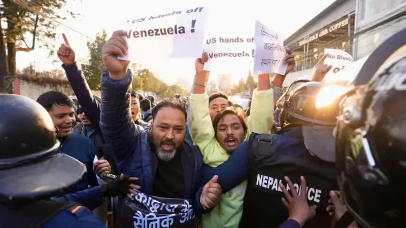 Nepali youths protest against US operation in Venezuela